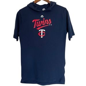 Men's Navy Minnesota Twins High Cheddar Short Sleeve Pullover Hoodie - M…